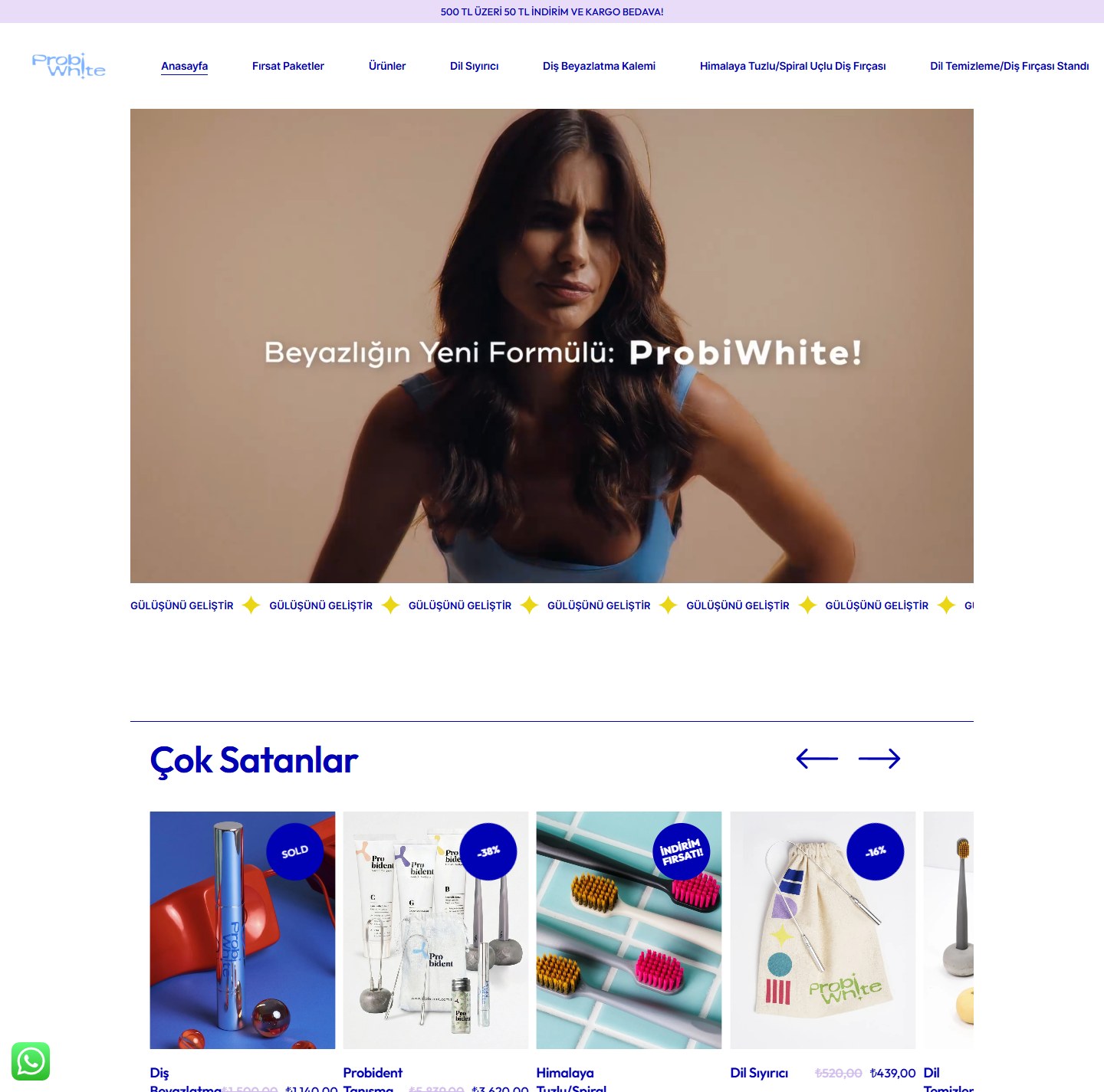 ProbiWhite web sitesi ekran görüntüsü