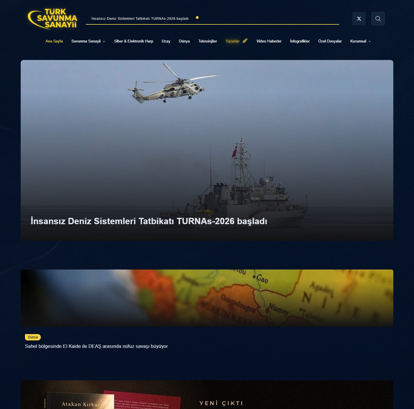 Türk Savunma Sanayii web sitesi ekran görüntüsü